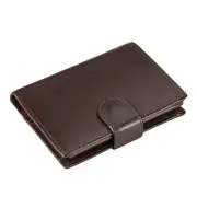 Vintage Handmade Full Leather Vertical Tri-Fold Wallet for Men Women RFID Blo...