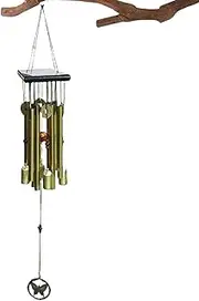 Generic Door Wind Chime, Wooden Wind Chimes Outdoor, 26-Inch Wind Chimes, Copper Butterfly Garden Decor, Sympathy Melody Wind Chime, Outdoor Wind Bells, 8 Tube Wind Chime, Garden Chimes
