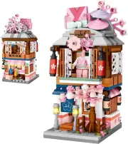418-PC Japanese Street View Kimono Shop Mini Building Blocks - DIY Building Toy