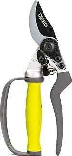 Pro Bypass Secateurs - 30% Less Effort Rotating Handle Garden Hand Pruners, Finger Protection, Long Lasting - Sharp Heavy Duty Pruning Scissors Gardening Tool. Experience It Now!