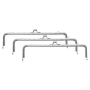 3Pcs Metal Purse Frame,7.9" Retro Rectangle Kiss Lock Clasp Frame,Silver