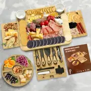 Kiaansh and Kiavi Charcuterie Boards Gift Set: Bamboo Cheese Board Set. Perfe...