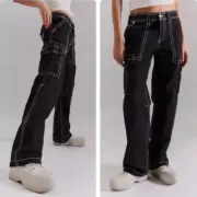 True Religion Military Cargo Jean Pants 30x30 Urban Hip Hop Retro Skate Street