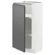 METOD base cabinet with shelves, white/Voxtorp dark grey, 40x37x80 cm