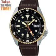Seiko 5 Sports SBSC020 SKX Sports Style GMT Automatic Leather Band Men Watch NEW