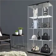 Stacked Display Cabinet Tempered Glass Show Case Floor Standing 4 Tier Shelves