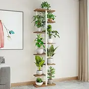 QLFJ-FurDec Plant Stand, Multiple Flower Pot Holder Shelf, Wood and Metal Tall Plant Display Rack Storage Organizer for Indoor, Outdoor, Garden, Patio, Balcony(8 Tier 9 Potted)