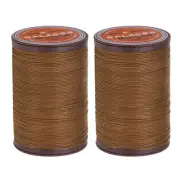2pcs Round Waxed Thread for Leather Sewing, 87 Yards/80m, 0.55mm, Saddle Brown