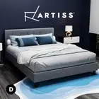 Artiss Bed Frame Double Size Mattress Base Wooden Platform Fabric Grey VANKE