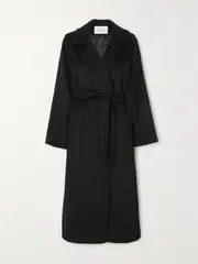 [Max Mara] Max Mara - Manuela Belted Camel Hair Coat - Black - UK 14 UK 14 Black