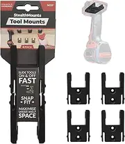 [StealthMounts] Tool Holders for Milwaukee M18 | Cordless Tool Mounts for Milwaukee 18v Power Tools | 4 Pack | Black Tool Organizers for Milwaukee