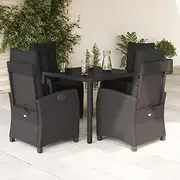 Outdoor Patio Furniture Set, Poly Rattan Garden Table & Chairs, Reclining Chair with Cushions - Conversation Set for Balcony, Garden, Porch & Outside