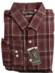 Van Heusen Button Down Shirt 4XL 21-21 1/2 Wine Tasting Plaid New Stain Shield