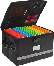 Fireproof File Organizer Box with Lock, Portable Document Storage with Handle