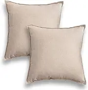 Jeanerlor Set of 2 Decorative Cotton Linen Couch 26"x26" Throw Pillow Case for Sofa Durable Classy, Comfortable Cushion Cover for Party/Wedding(65 x 65cm) Light Linen