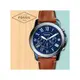 FOSSIL 手錶專賣店 國隆 FS5151 時尚三眼男錶 皮革錶帶 藍色錶面 防水50米 計時功能