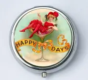 Happy Days pill case pillbox holder pill boxes victorian flapper cocktail