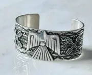 Tsosie White Sterling Thunderbird Cuff ~Signed~