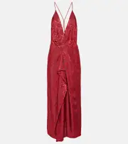 [Simkhai] Simkhai Carmine snake-print satin maxi dress UK 14 red
