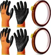 Honeydak 2 Pairs Orange Heat Resistant Gloves & 2 Rolls High Temperature Tape for Sublimation, Heat Transfer, Protection