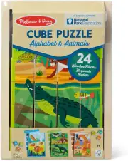 Melissa And Doug Alphabet And Animals Cube Puzzle 24 Piece