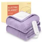 LuxeHeat Heated Blanket Electric Blanket, Soft Flannel Sherpa Heated Throw, H...