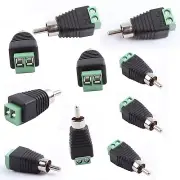 10Pcs Phono Speaker Wire cable to Audio male RCA Connector Adapter Jack Plug LED