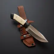 Handmade D2 Steel Skinner Knife With Bone Handle Fixed Blade Knife, Gift for Men