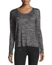 $160 RAG & BONE JEAN BLACK HEATHER MIA LONG SLEEVE OPEN BACK SOFT TOP TEE Sz S