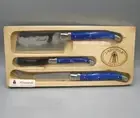 NEW Laguiole France Blue Handle French Cheese Knife Set Jean Dubost 3pc Set