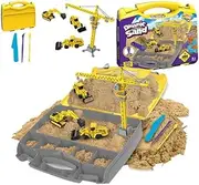 Sand Table Engineering Set Toy, Construction Sensory Bin for Toddlers, Sandbox with Lid Magic Sand Building kit and Toy Truck, Preschool Learning Activities Gifts for Boys Girls Age 3+ (Yellow)