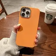 Liquid Silicone Square Matte Soft Case for iPhone 13 12 11 Pro Max XR XS X 7 8 Plus Plating Camera Ring Shockproof Cover,Orange,for iPhone 14 Pro