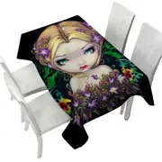 Colorful Painting Autumn Crocus Flower Fairy Tablecloth