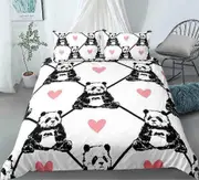 v4565 Bed Sheets Cartoon Panda Green Stripes Duvet Cover Set Kids Bed Linen Bed Sheets IU4565