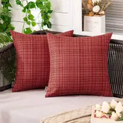 Outdoor Waterproof Throw Pillows for Tent Patio Garden Couch Sofa Pack of 2, Red