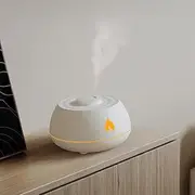 Frafuo USB Essential Oil Diffuser Flame Air Diffuser Humidifier Noiseless Aroma Diffuser with 7 Color Lights Aromatherapy Diffuser Humidifier with No-Water Auto-Off Protection(White/USB)