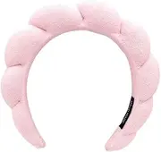 Spa Headband for Women, Soft Sponge Terry Towel Cloth Fabric Headband Absorbent Hair Hoop for Face Washing Skincare Makeup Removal Facial Mask (Pink#Single)
