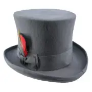 Top Hat Wool Felt Victorian Steampunk Mad Hatter Cosplay Red Black Purple Gray