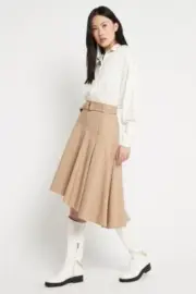 Sass & Bide ANOTHER LIFETIME beige belt High Waist A-line Trench skirt size 8