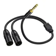 6.35mm TRS Male Plug to 2 Dual XLR Male Microphone Stereo Unbalanced Audio4518