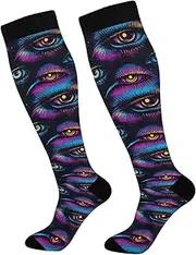 [AIXIWAWA] Sports Socks-Art Eye Pattern 1 Pair for Women Men, Knee High Long Socks for Athletic Casual, Multicolor
