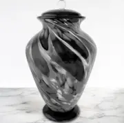 Silver Radiance Hand Blown Glass Cremation Urns for Human Ashes - Museum Quality