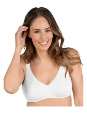[Naturana] Padded Strap Double Moulded Cotton Sports Bra in White