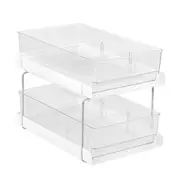 2 Tier Drawer Desktop Cabinet Storage Organiser W/ Dividers Home Office Bathroom 35x22x22.5cm