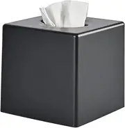 Tissue Box Cover, Square Facial Tissue Holder Storage for Bathroom Vanity, Countertops, Dressers, Night Stand, Parlors and Offices (Black, One Size)