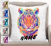 Personalised Tiger Magic Sequin Mermaid Pillow Cushion Cover 6 Colours