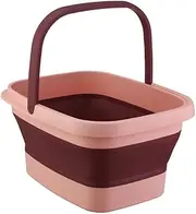 Folding Foot Spa Pedicure Bath Massage Tub Collapsible Bucket Feet Basin Therapy Luxury Rubber Foot Bath Bucket Tub Pedicure Foot Soak Tub Bath (Pink)