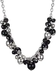 [Pearl&Club] Short Chain Pendant Necklaces For Women - Silver Fashion Jewelry with Pearl and Crystal Bead, Birthday Gifts For Women