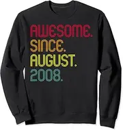 [X.Style] Retro Awesome Since August 2008 15th Birthday 15 Year Old Sweatshirt ds1324 Sweater (S) Black