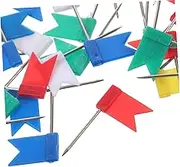 Veemoon 100Pcs Colored Flag Push Pins for Cork Board Decorative Thumbtacks for Map Marking Lightweight Tacks for Photos Notes and Memos Adorable Flag Design